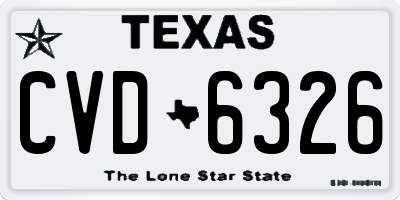 TX license plate CVD6326