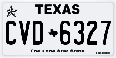 TX license plate CVD6327