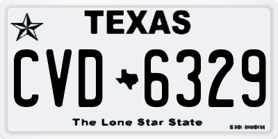 TX license plate CVD6329