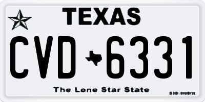 TX license plate CVD6331