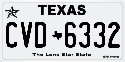 TX license plate CVD6332