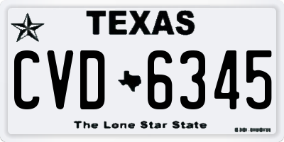 TX license plate CVD6345