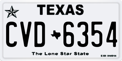 TX license plate CVD6354