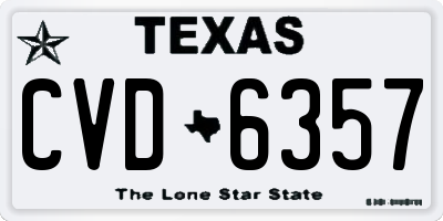 TX license plate CVD6357