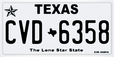 TX license plate CVD6358