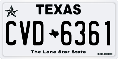 TX license plate CVD6361