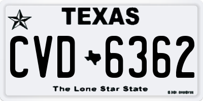 TX license plate CVD6362