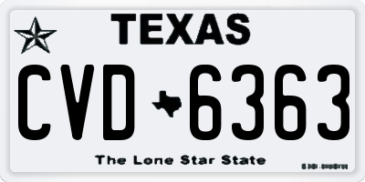 TX license plate CVD6363