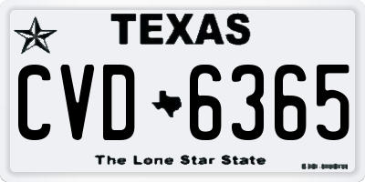 TX license plate CVD6365