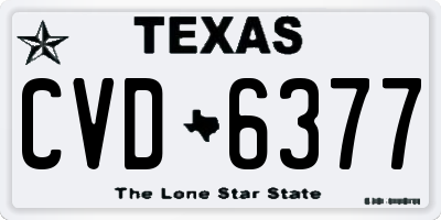 TX license plate CVD6377