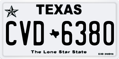 TX license plate CVD6380