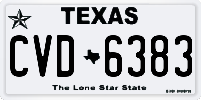 TX license plate CVD6383