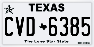 TX license plate CVD6385