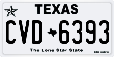 TX license plate CVD6393