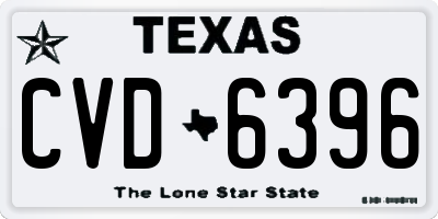 TX license plate CVD6396