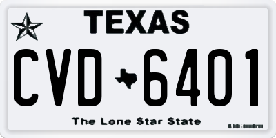 TX license plate CVD6401