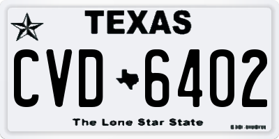 TX license plate CVD6402