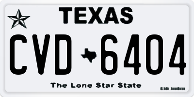 TX license plate CVD6404