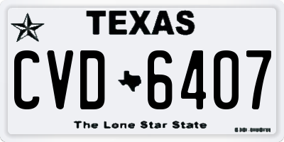TX license plate CVD6407
