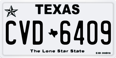 TX license plate CVD6409