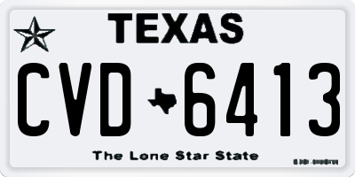 TX license plate CVD6413