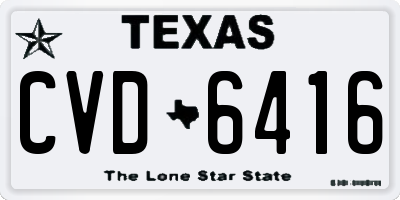 TX license plate CVD6416