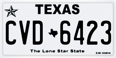 TX license plate CVD6423