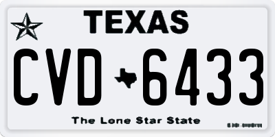 TX license plate CVD6433