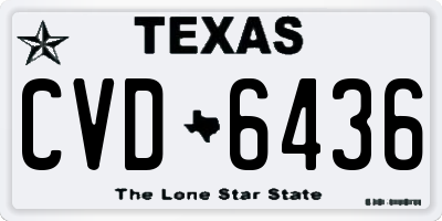 TX license plate CVD6436
