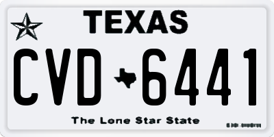 TX license plate CVD6441