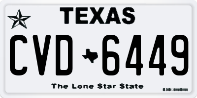 TX license plate CVD6449