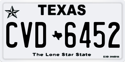 TX license plate CVD6452