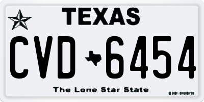 TX license plate CVD6454