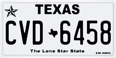 TX license plate CVD6458