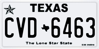 TX license plate CVD6463