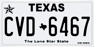 TX license plate CVD6467