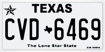 TX license plate CVD6469