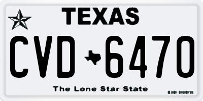 TX license plate CVD6470