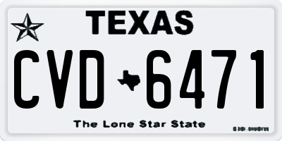 TX license plate CVD6471