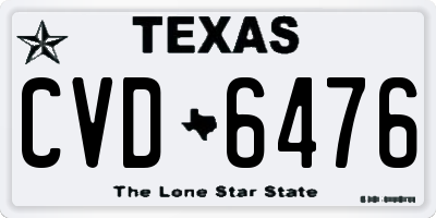 TX license plate CVD6476