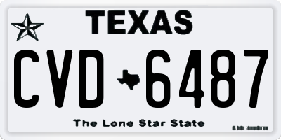 TX license plate CVD6487