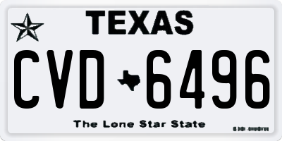 TX license plate CVD6496