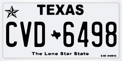 TX license plate CVD6498