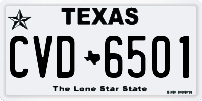 TX license plate CVD6501