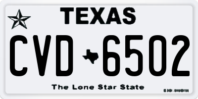 TX license plate CVD6502