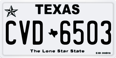 TX license plate CVD6503
