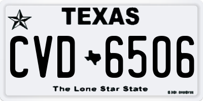TX license plate CVD6506