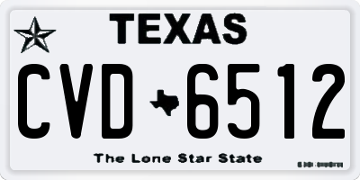 TX license plate CVD6512