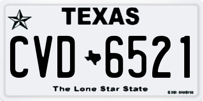 TX license plate CVD6521