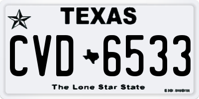 TX license plate CVD6533
